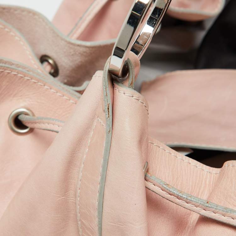 Pre Owned Givenchy Pink Leather Drawstring Tassel Hobo