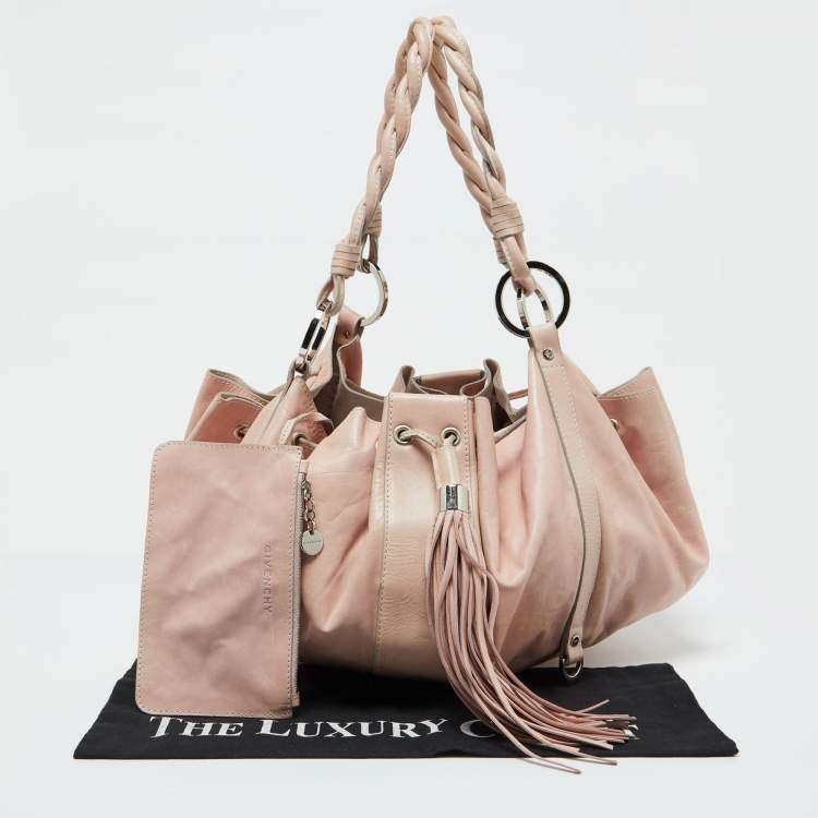Pre Owned Givenchy Pink Leather Drawstring Tassel Hobo