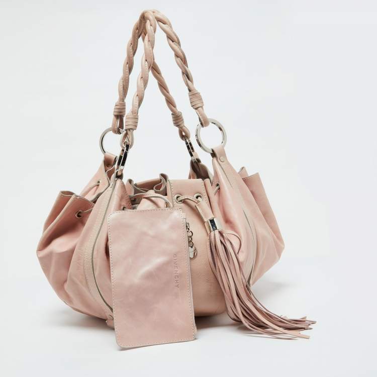 Pre Owned Givenchy Pink Leather Drawstring Tassel Hobo