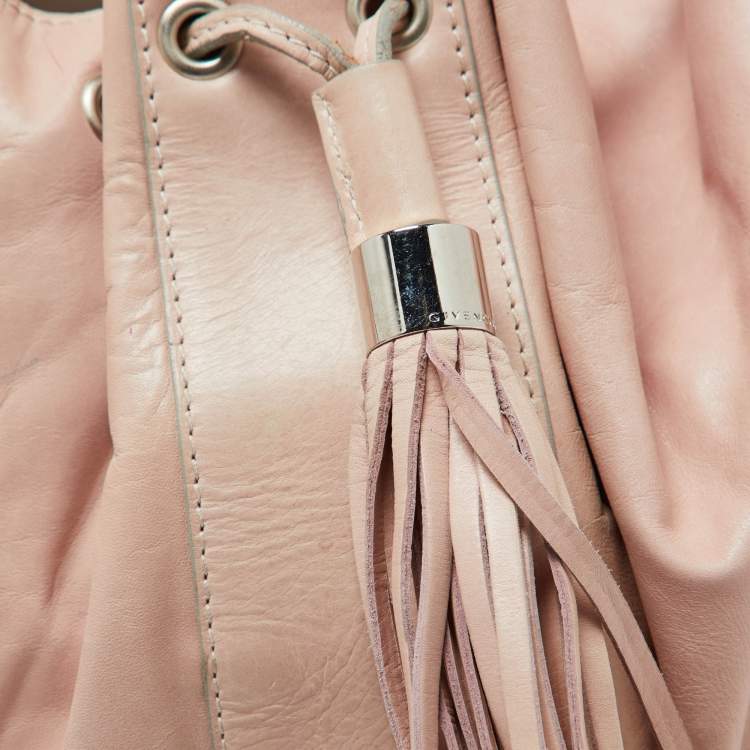 Pre Owned Givenchy Pink Leather Drawstring Tassel Hobo