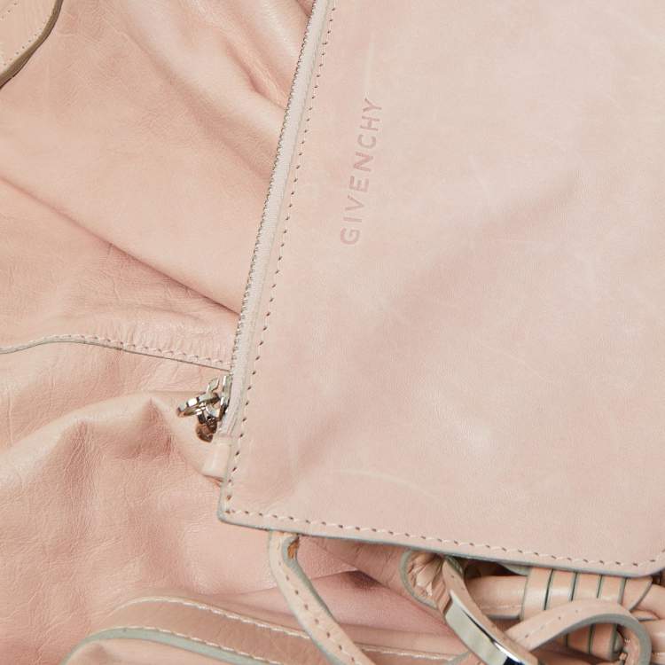 Pre Owned Givenchy Pink Leather Drawstring Tassel Hobo