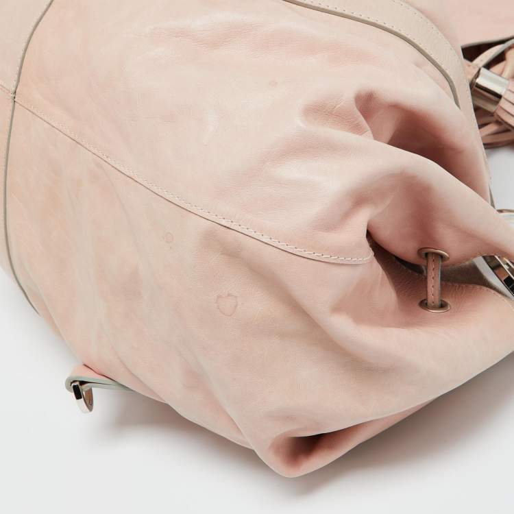 Pre Owned Givenchy Pink Leather Drawstring Tassel Hobo