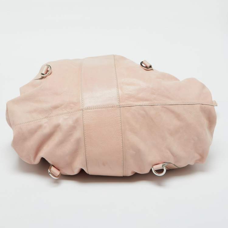 Pre Owned Givenchy Pink Leather Drawstring Tassel Hobo