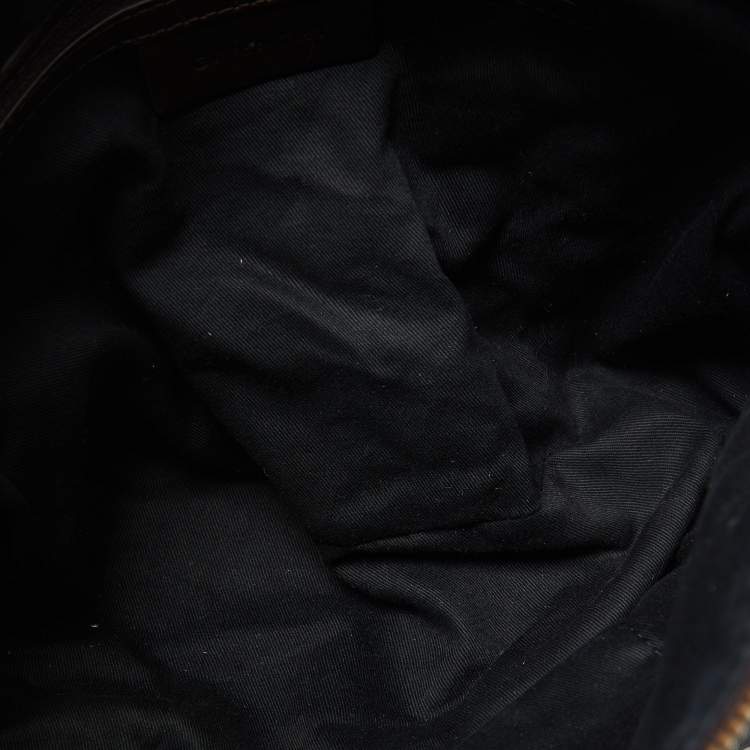 Pre Owned Givenchy Grey/Dark Brown Monogram Coated Canvas and Leather Hobo