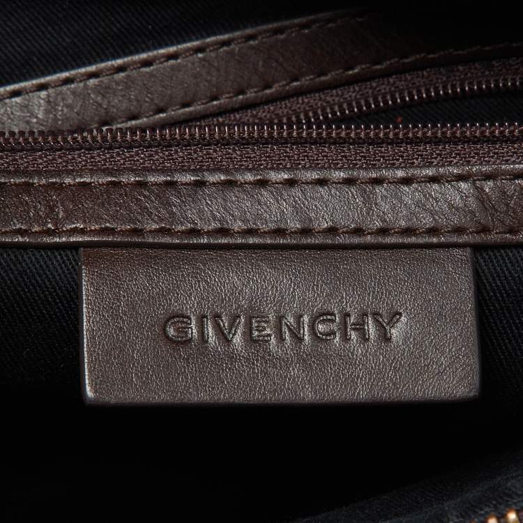 Pre Owned Givenchy Grey/Dark Brown Monogram Coated Canvas and Leather Hobo