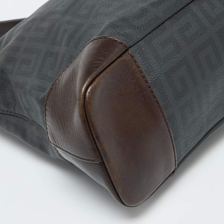Pre Owned Givenchy Grey/Dark Brown Monogram Coated Canvas and Leather Hobo
