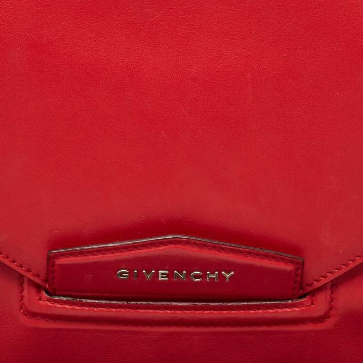 Pre Owned Givenchy Red Leather Antigona Envelope Clutch