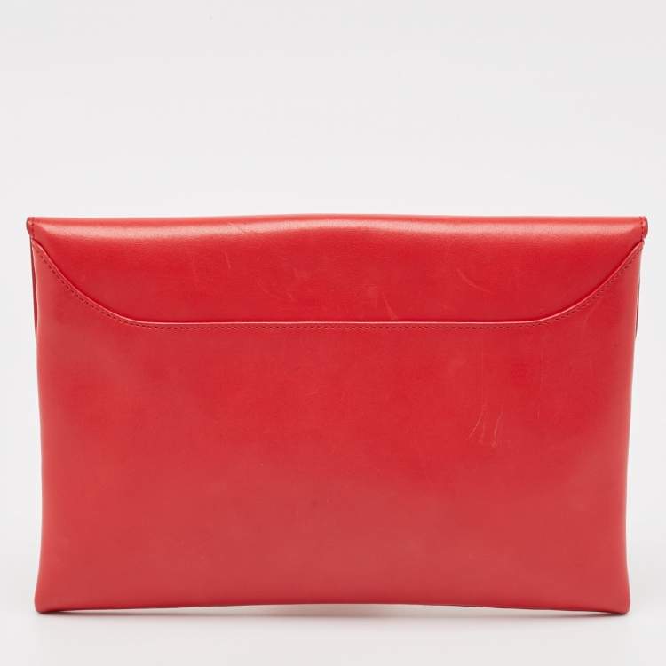 Pre Owned Givenchy Red Leather Antigona Envelope Clutch