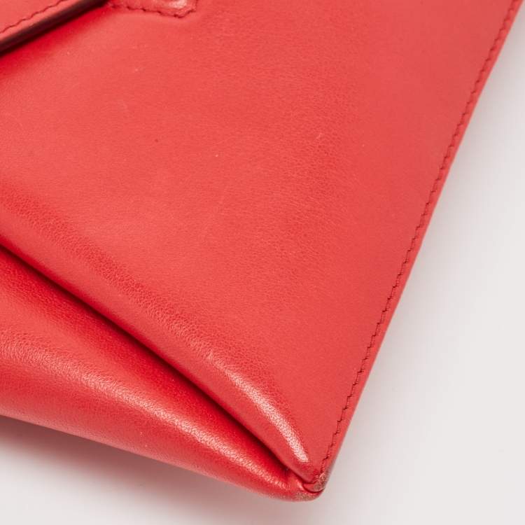Pre Owned Givenchy Red Leather Antigona Envelope Clutch
