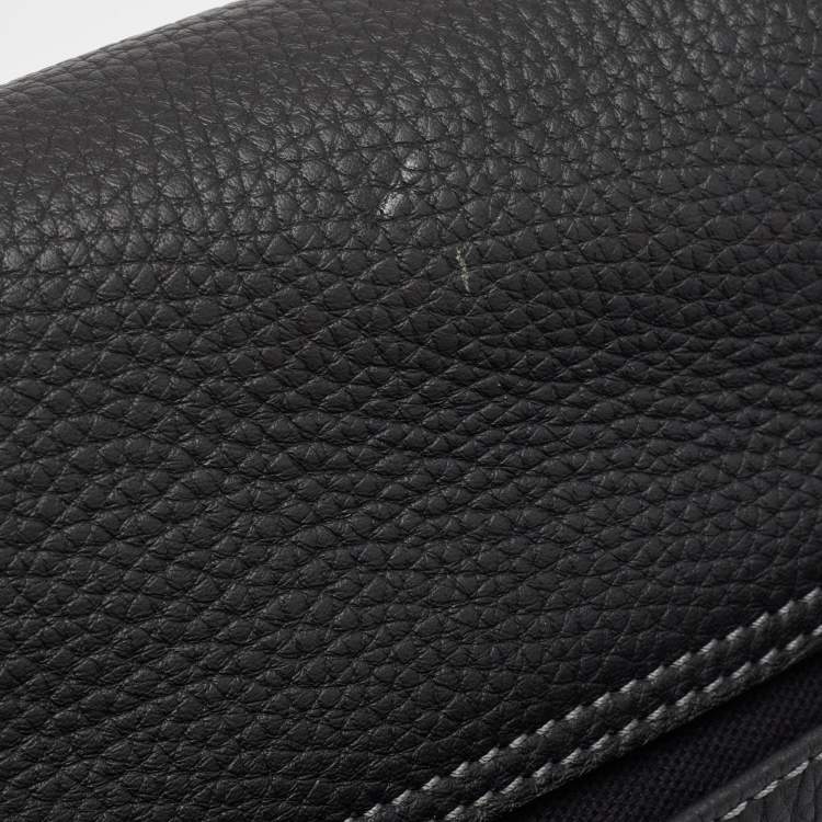 Pre Owned Givenchy Black Leather Logo Embossed Flap Messenger Bag
