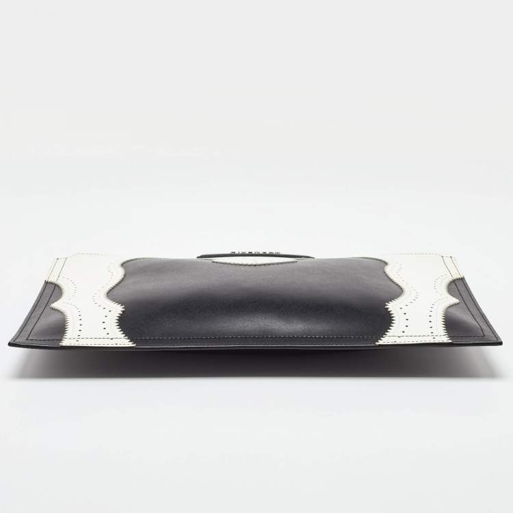Pre Owned Givenchy Black/White Leather Antigona Zip Pouch