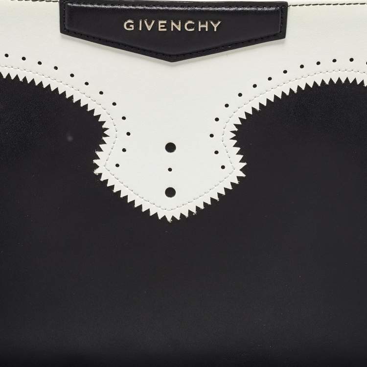 Pre Owned Givenchy Black/White Leather Antigona Zip Pouch