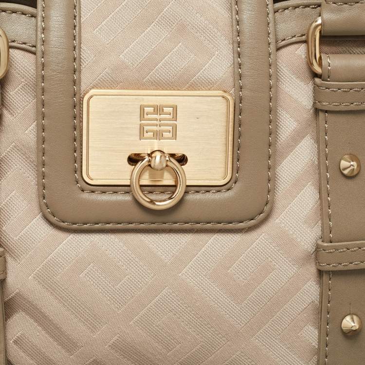 Pre Owned Givenchy Beige Signature Canvas and Leather Tote