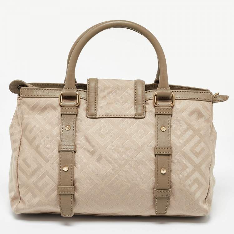 Pre Owned Givenchy Beige Signature Canvas and Leather Tote