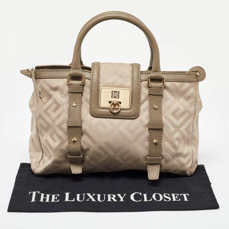 Pre Owned Givenchy Beige Signature Canvas and Leather Tote