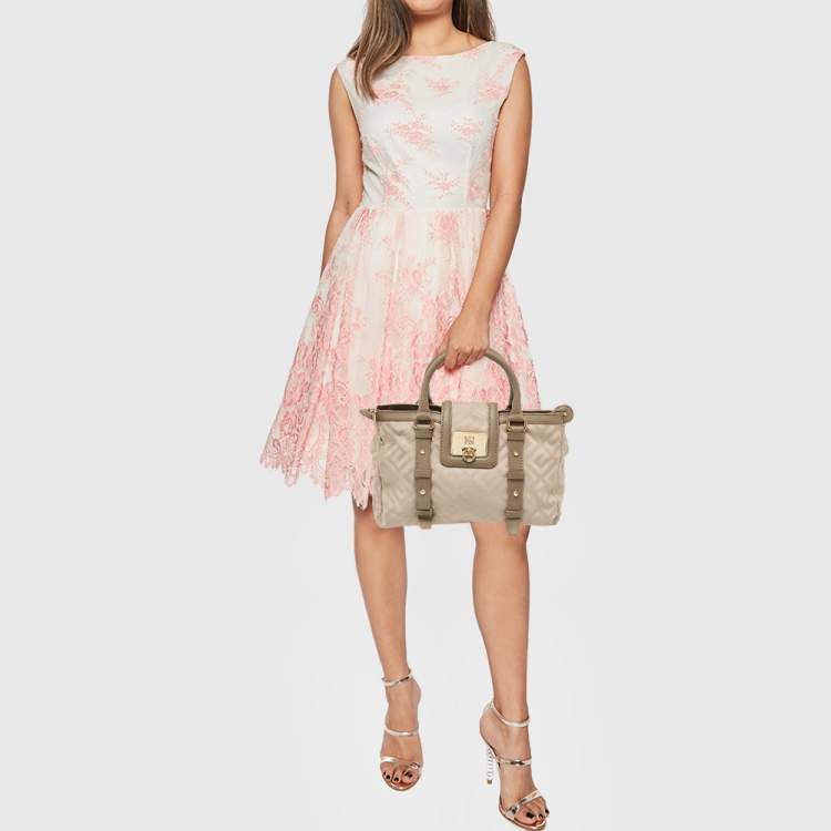 Pre Owned Givenchy Beige Signature Canvas and Leather Tote