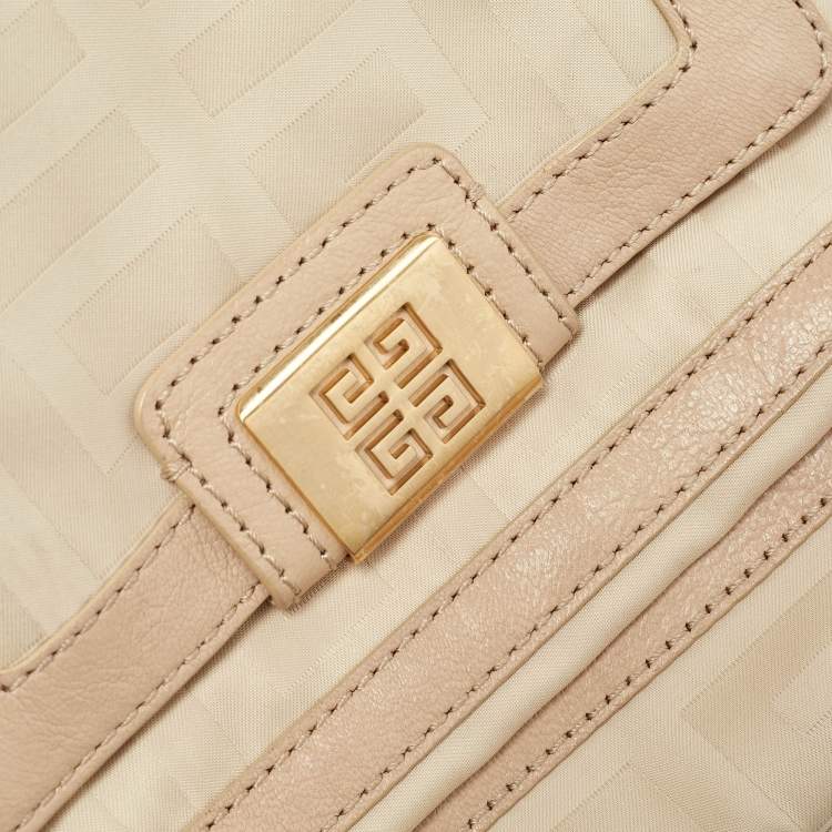 Pre Owned Givenchy Beige Signature Canvas and Leather Hobo