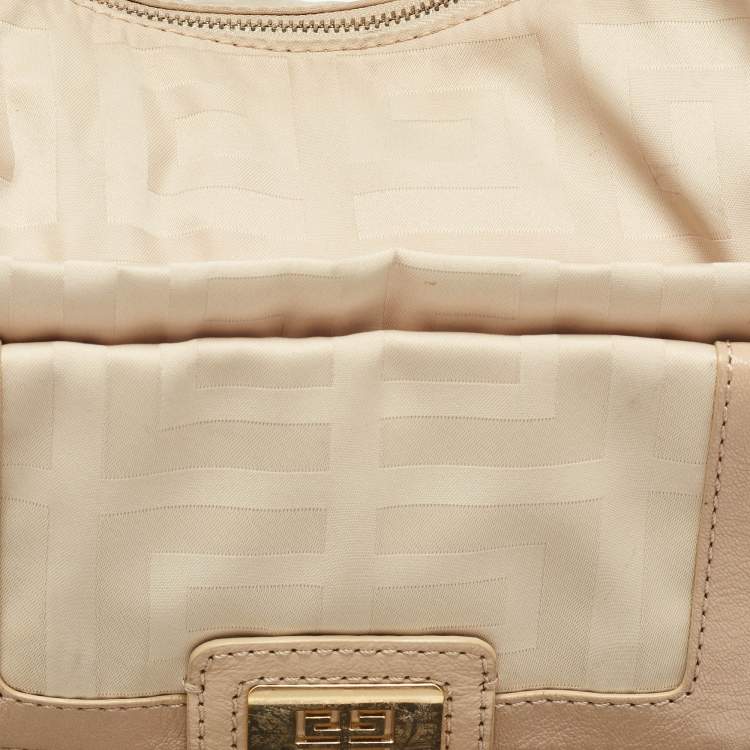 Pre Owned Givenchy Beige Signature Canvas and Leather Hobo