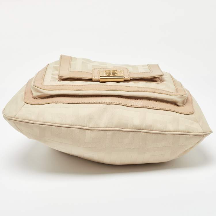 Pre Owned Givenchy Beige Signature Canvas and Leather Hobo