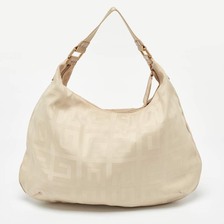 Pre Owned Givenchy Beige Signature Canvas and Leather Hobo