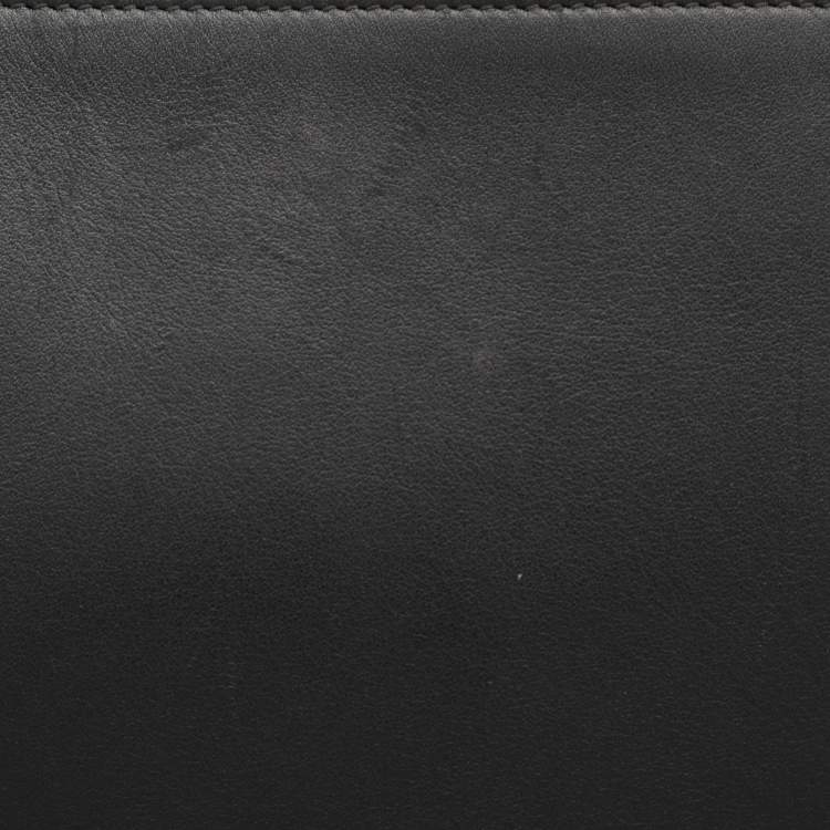 Pre Owned Givenchy Black Leather Logo Top Zip Pouch 