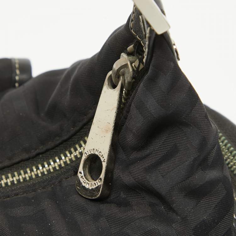 Pre Owned Givenchy Black Monogram Nylon and Leather Multiple Pocket Shoulder Bag 