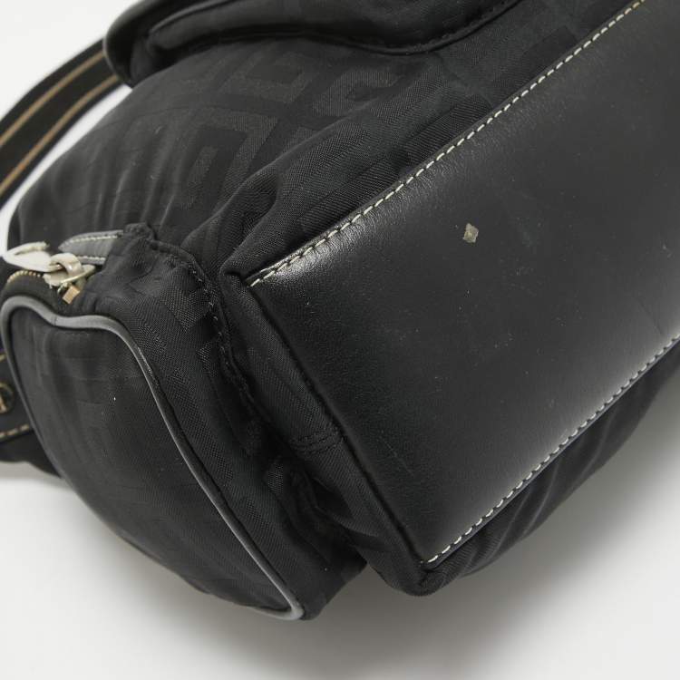Pre Owned Givenchy Black Monogram Nylon and Leather Multiple Pocket Shoulder Bag 