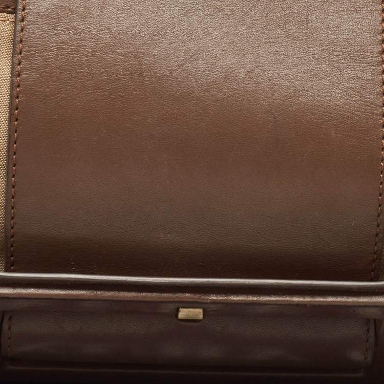 Pre Owned Givenchy Brown/Beige Monogram Canvas and Leather Buckle Flap Hobo