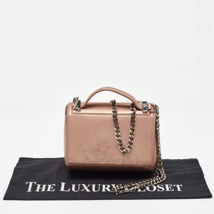Pre Owned Givenchy Metallic Leather Mini Pandora Box Crossbody Bag