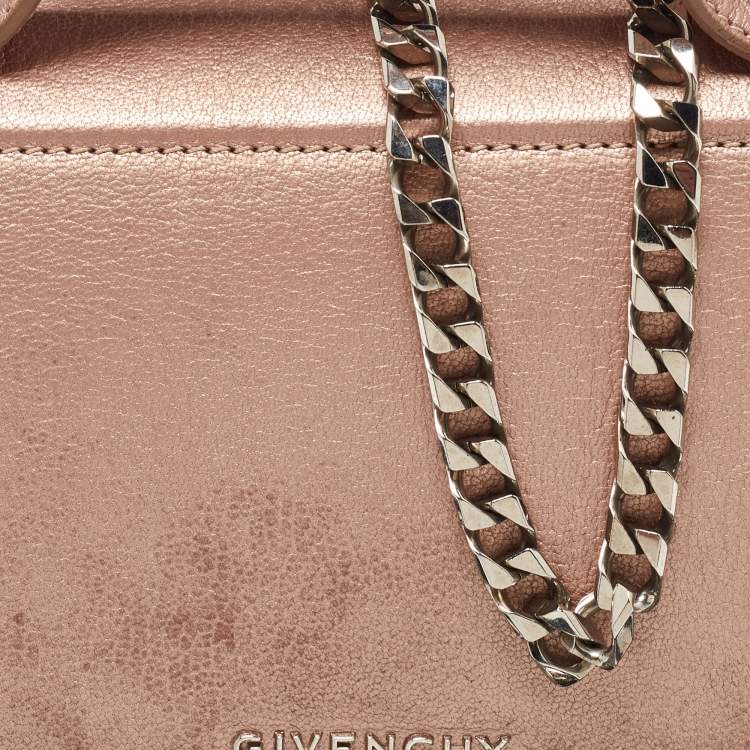 Pre Owned Givenchy Metallic Leather Mini Pandora Box Crossbody Bag