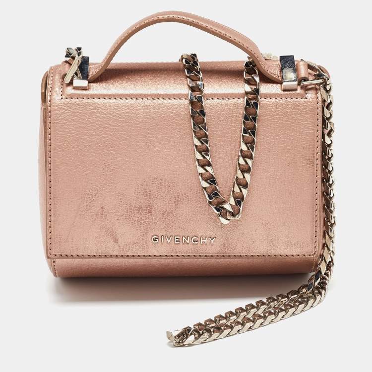 Pre Owned Givenchy Metallic Leather Mini Pandora Box Crossbody Bag