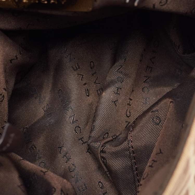 Pre Owned Givenchy Beige/Brown Signature Canvas and Leather Flap Shoulder Bag