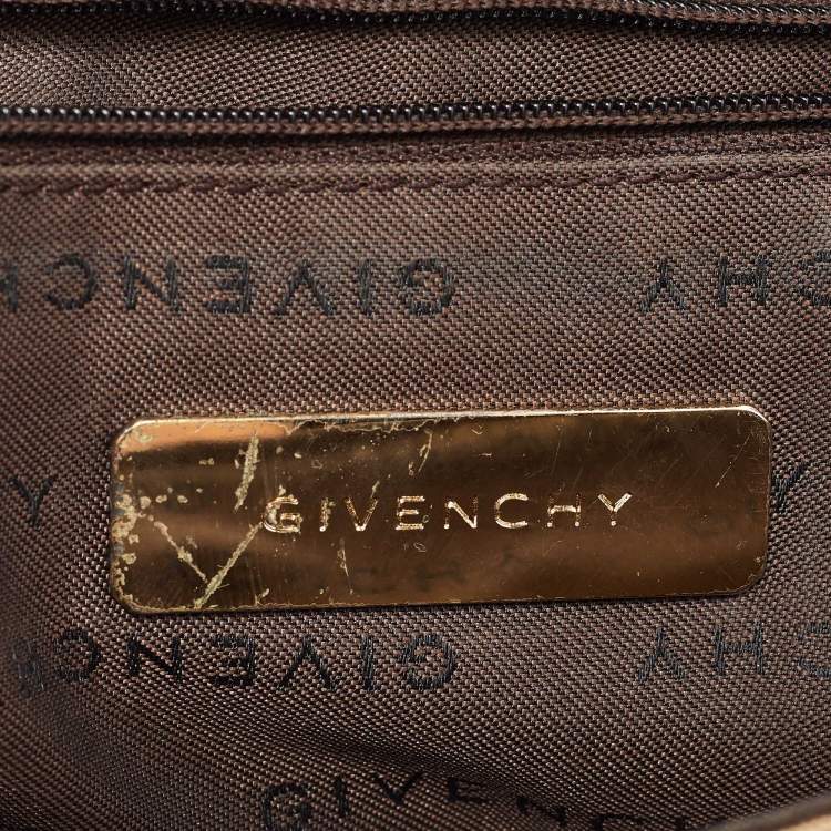 Pre Owned Givenchy Beige/Brown Signature Canvas and Leather Flap Shoulder Bag