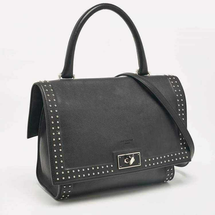 Pre Owned Givenchy Black Leather Small Shark Top Handle Bag