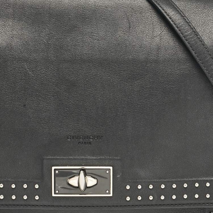 Pre Owned Givenchy Black Leather Small Shark Top Handle Bag