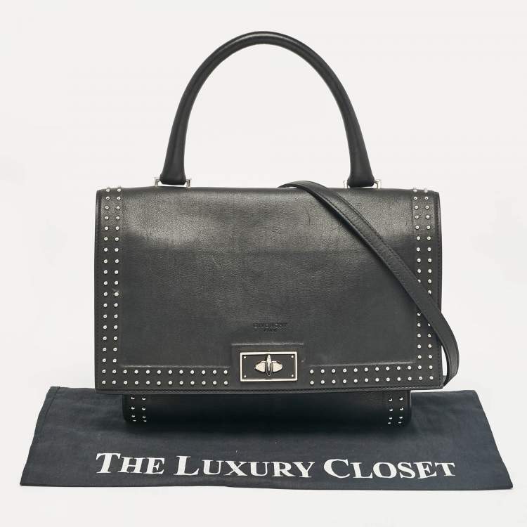 Pre Owned Givenchy Black Leather Small Shark Top Handle Bag