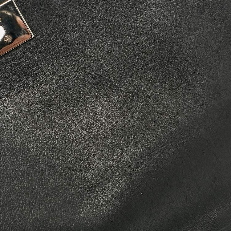 Pre Owned Givenchy Black Leather Small Shark Top Handle Bag