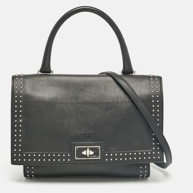 Pre Owned Givenchy Black Leather Small Shark Top Handle Bag