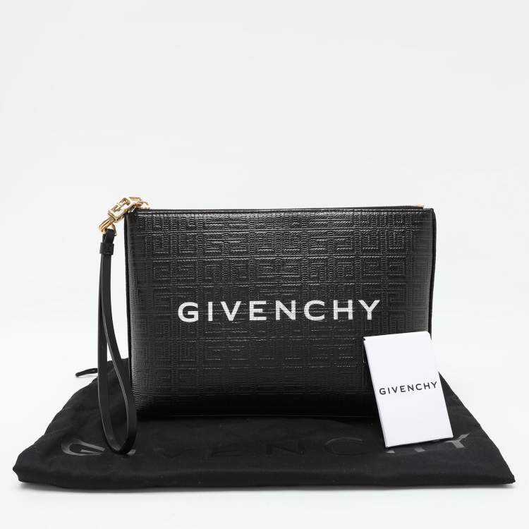 Pre Owned Givenchy Black Monogram Coated Canvas Logo Detail 4G Pouch