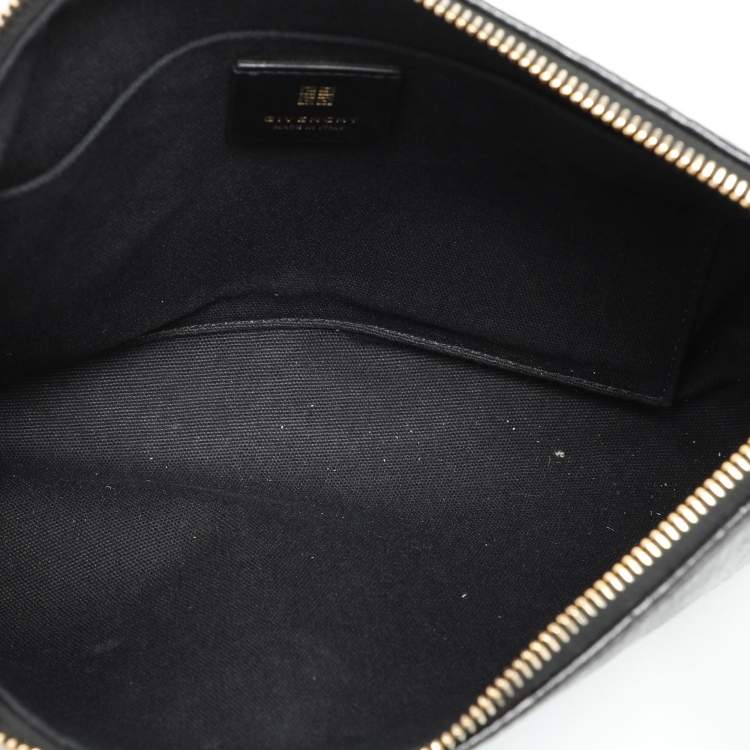 Pre Owned Givenchy Black Monogram Coated Canvas Logo Detail 4G Pouch