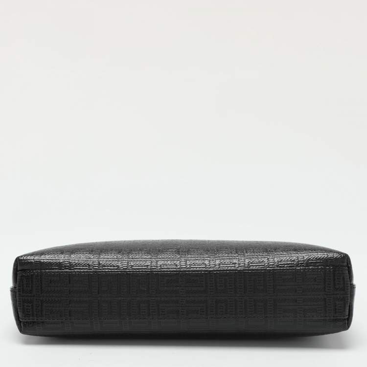 Pre Owned Givenchy Black Monogram Coated Canvas Logo Detail 4G Pouch
