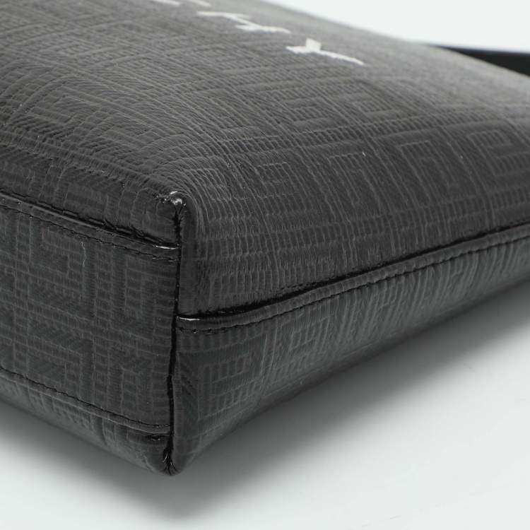 Pre Owned Givenchy Black Monogram Coated Canvas Logo Detail 4G Pouch