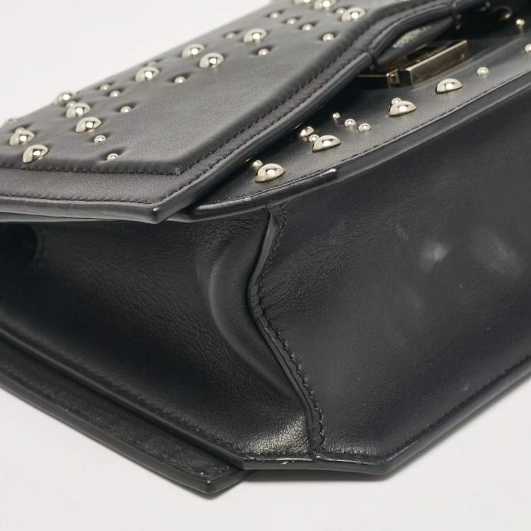 Pre Owned Givenchy Black Leather Studded Bow Cut Crossbody Bag