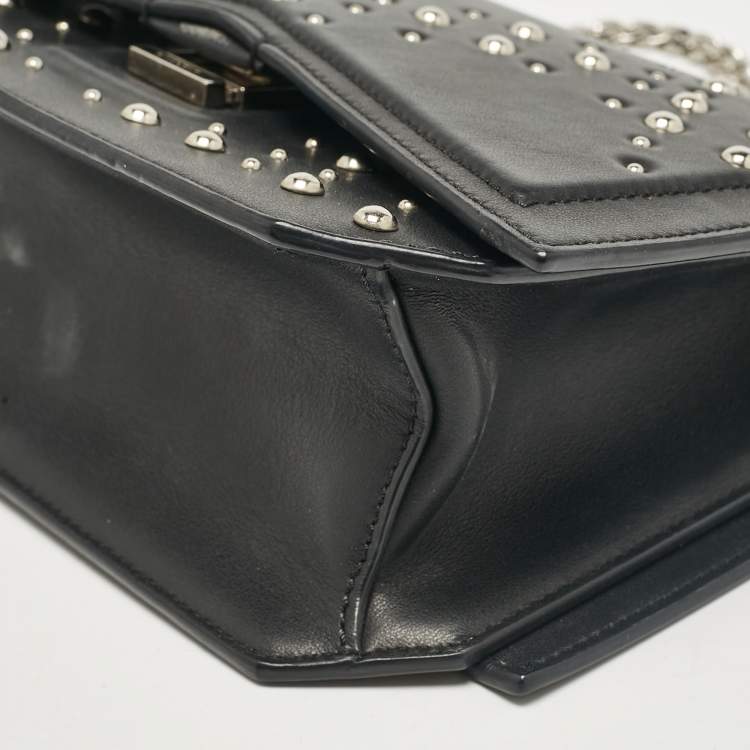 Pre Owned Givenchy Black Leather Studded Bow Cut Crossbody Bag