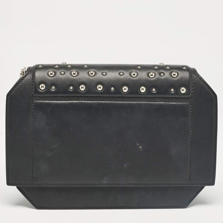 Pre Owned Givenchy Black Leather Studded Bow Cut Crossbody Bag