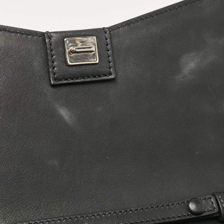 Pre Owned Givenchy Black Leather Studded Bow Cut Crossbody Bag