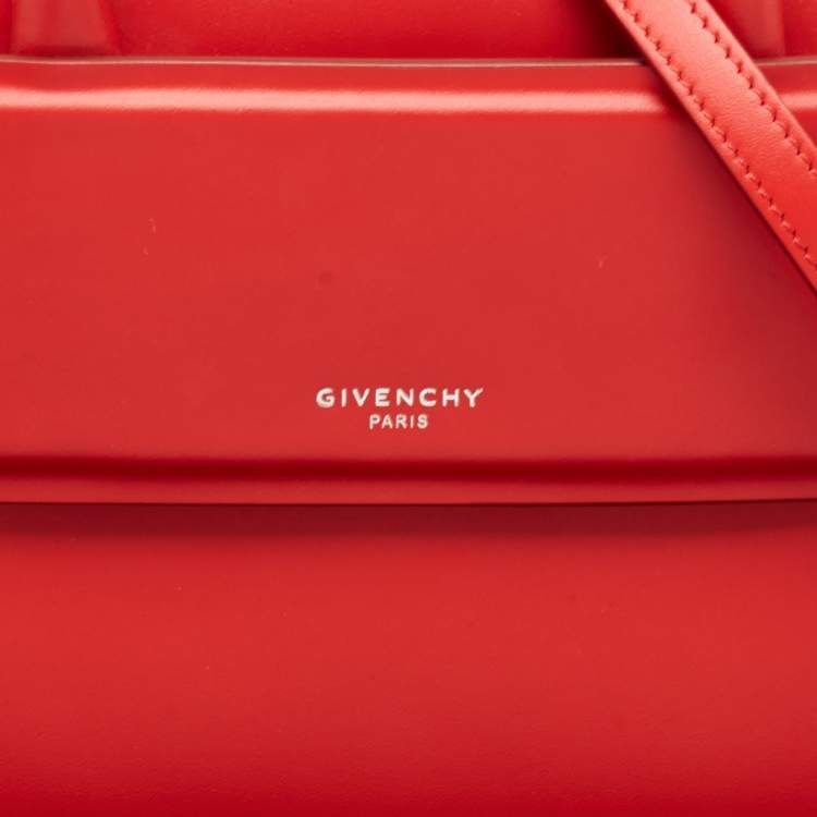 Pre Owned Givenchy Red Leather Nano Horizon Crossbody Bag