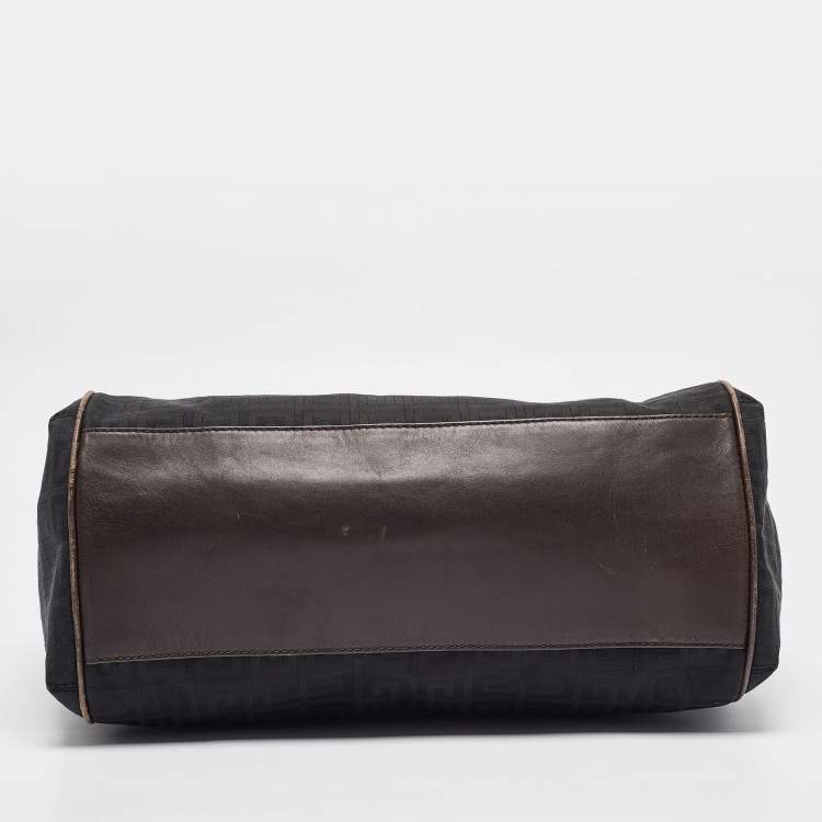 Pre Owned Givenchy Black Monogram Fabric and Leather Double Zip Tote