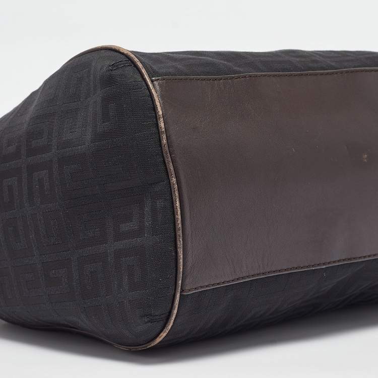 Pre Owned Givenchy Black Monogram Fabric and Leather Double Zip Tote