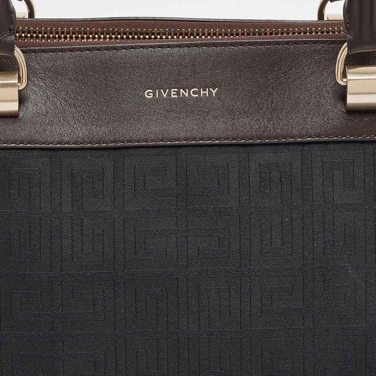 Pre Owned Givenchy Black Monogram Fabric and Leather Double Zip Tote